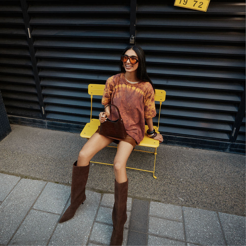 Selora in Dark Brown - Knee-high boot Stiletto heel