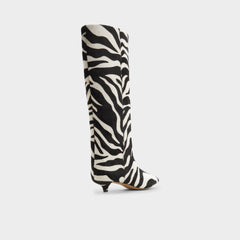Kitten heel Gabelia in White Black - Knee-high boot