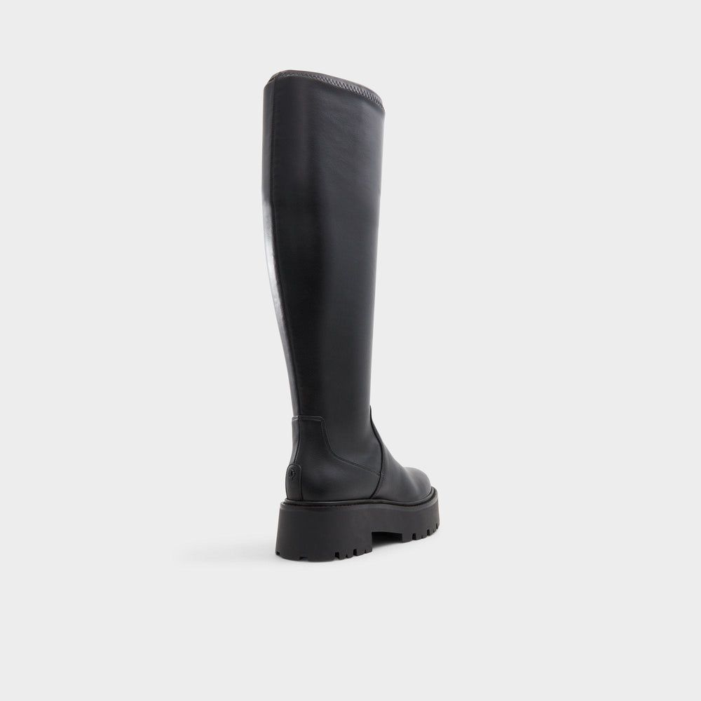 Lug sole Carelden Black Women's Tall Boots - Knee-high boot