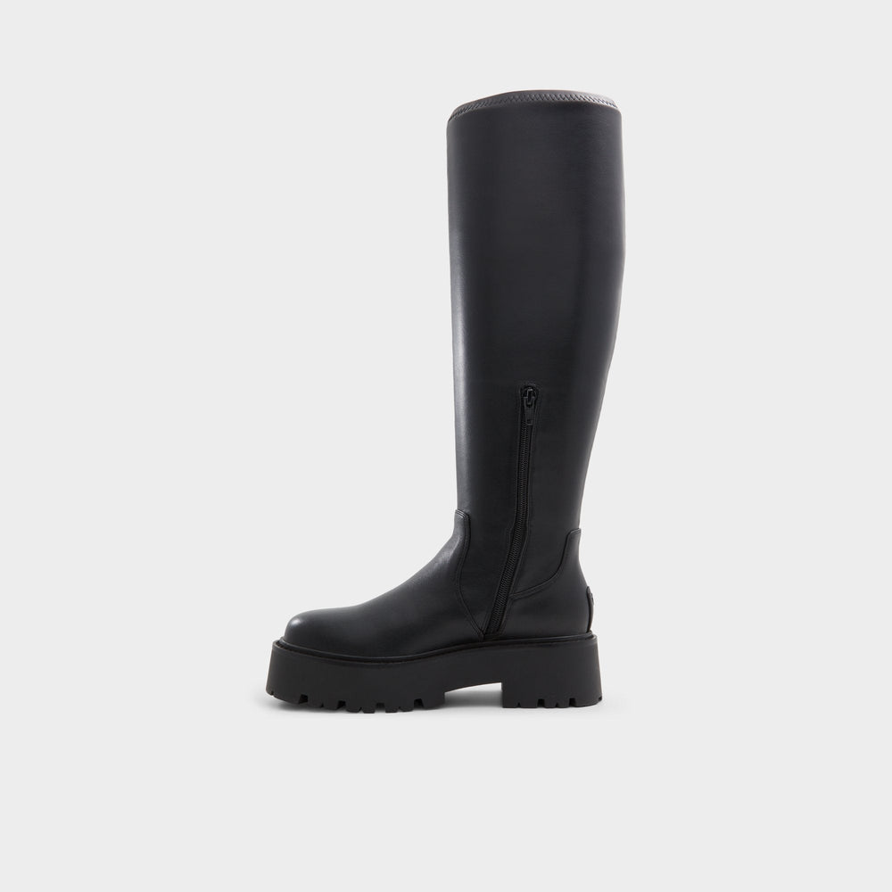 Lug sole Carelden Black Women's Tall Boots - Knee-high boot