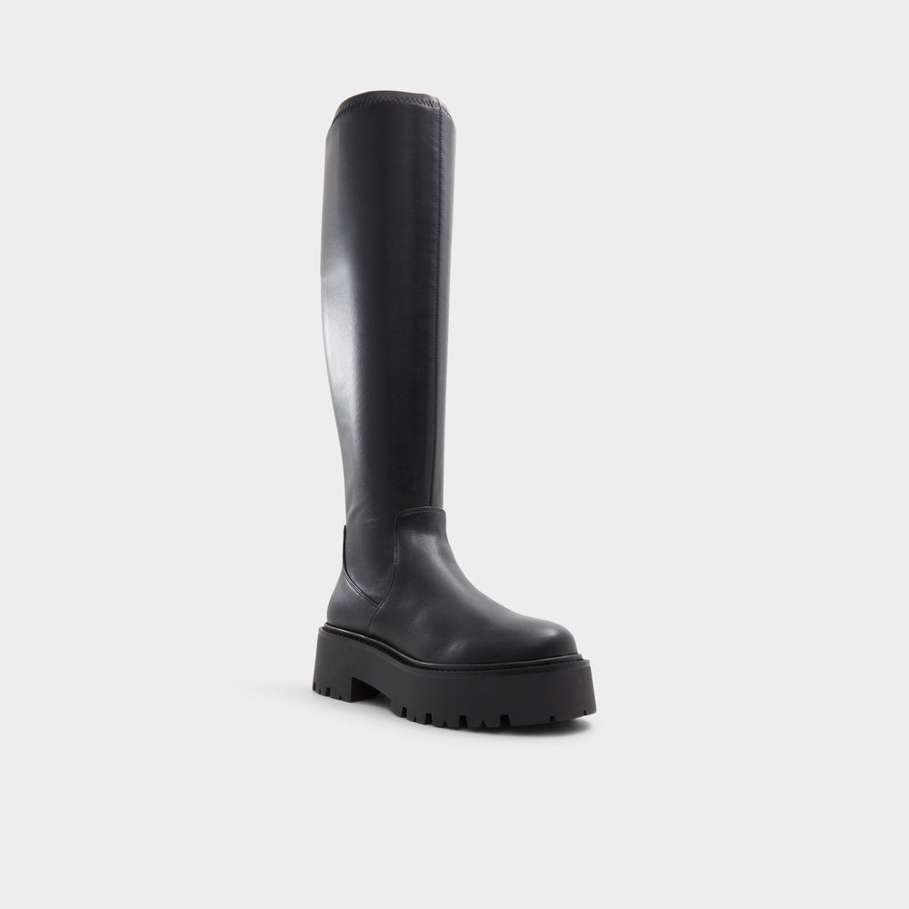 Lug sole Carelden Black Women's Tall Boots - Knee-high boot