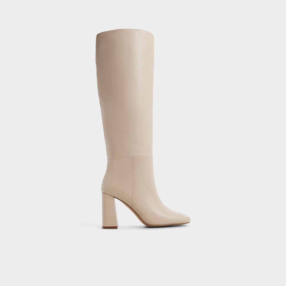 Helana in Cream - Knee-high boot Block heel