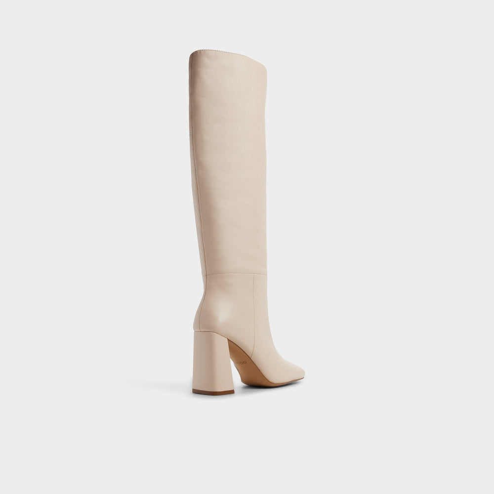 Helana in Cream - Knee-high boot Block heel