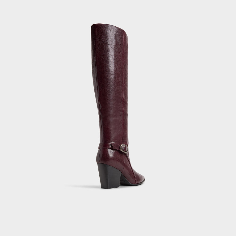 Saddle in Bordo - Knee-high boot Block heel