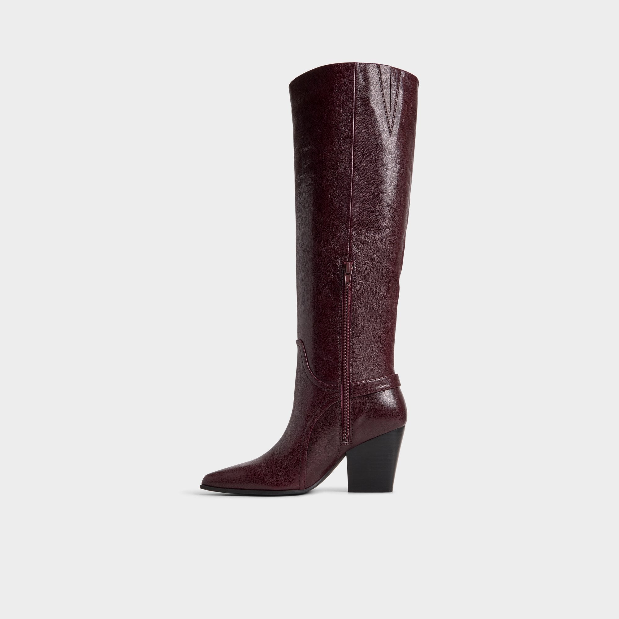 Saddle in Bordo - Knee-high boot Block heel
