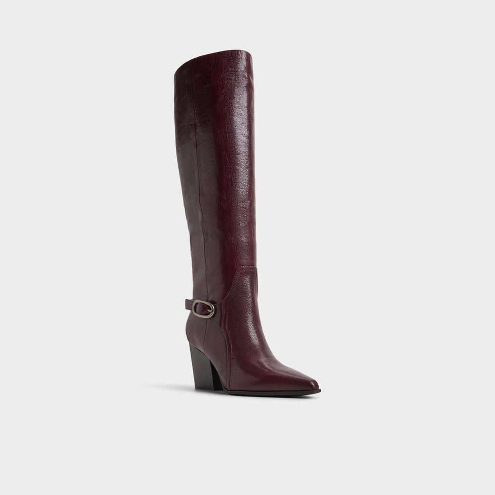 Saddle in Bordo - Knee-high boot Block heel