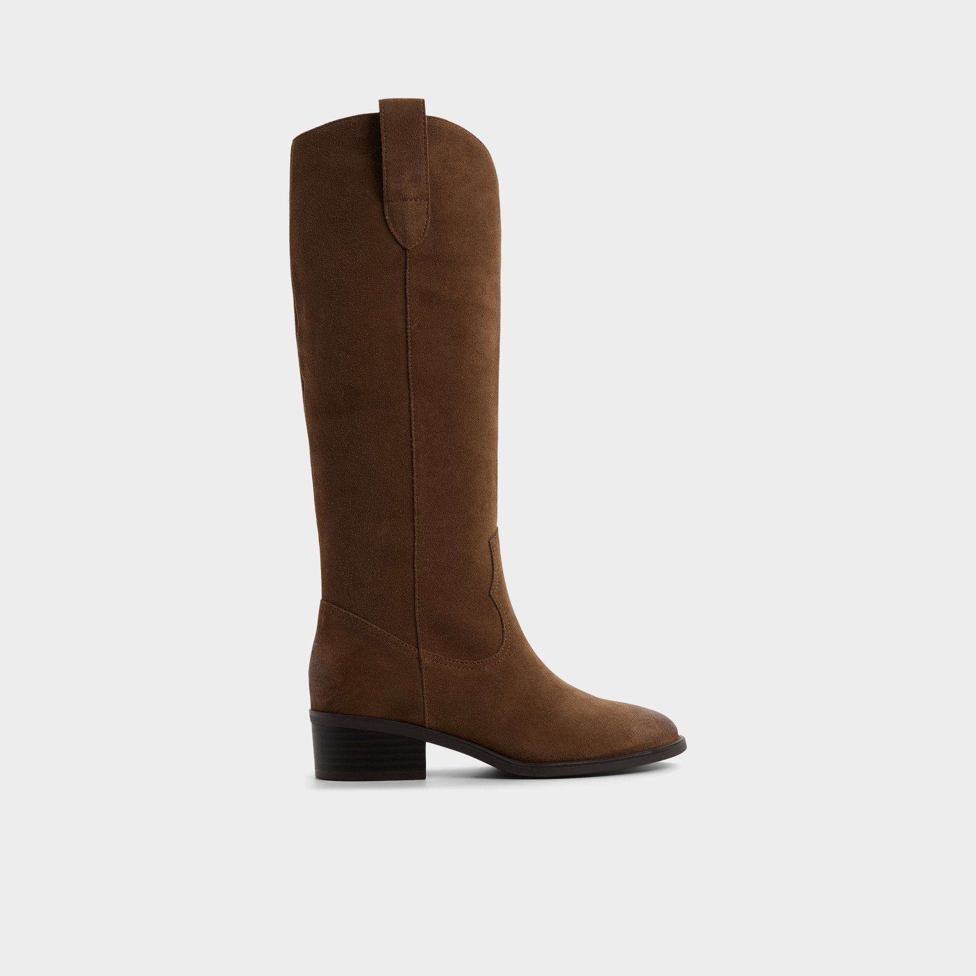 Block heel Kaydia in Dark Brown - Knee-high western boot