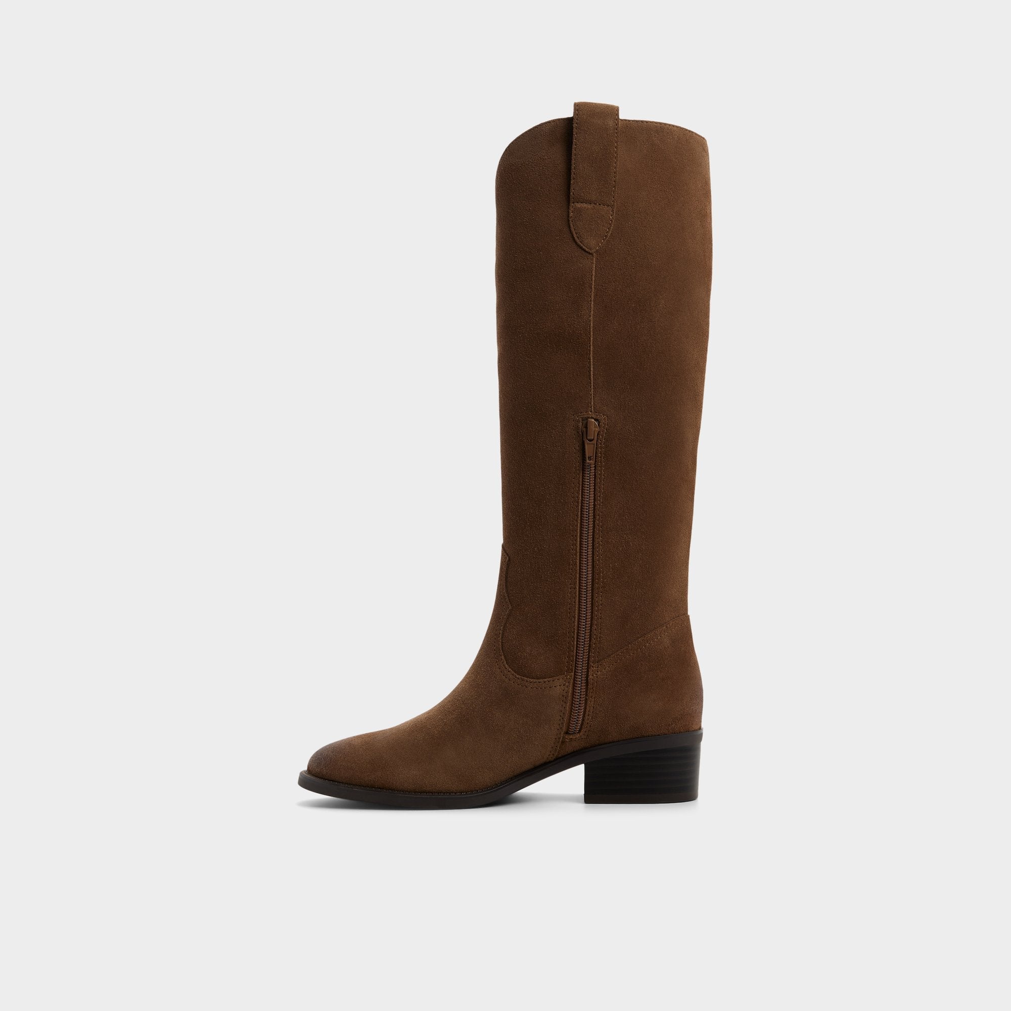 Block heel Kaydia in Dark Brown - Knee-high western boot