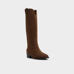 Block heel Kaydia in Dark Brown - Knee-high western boot