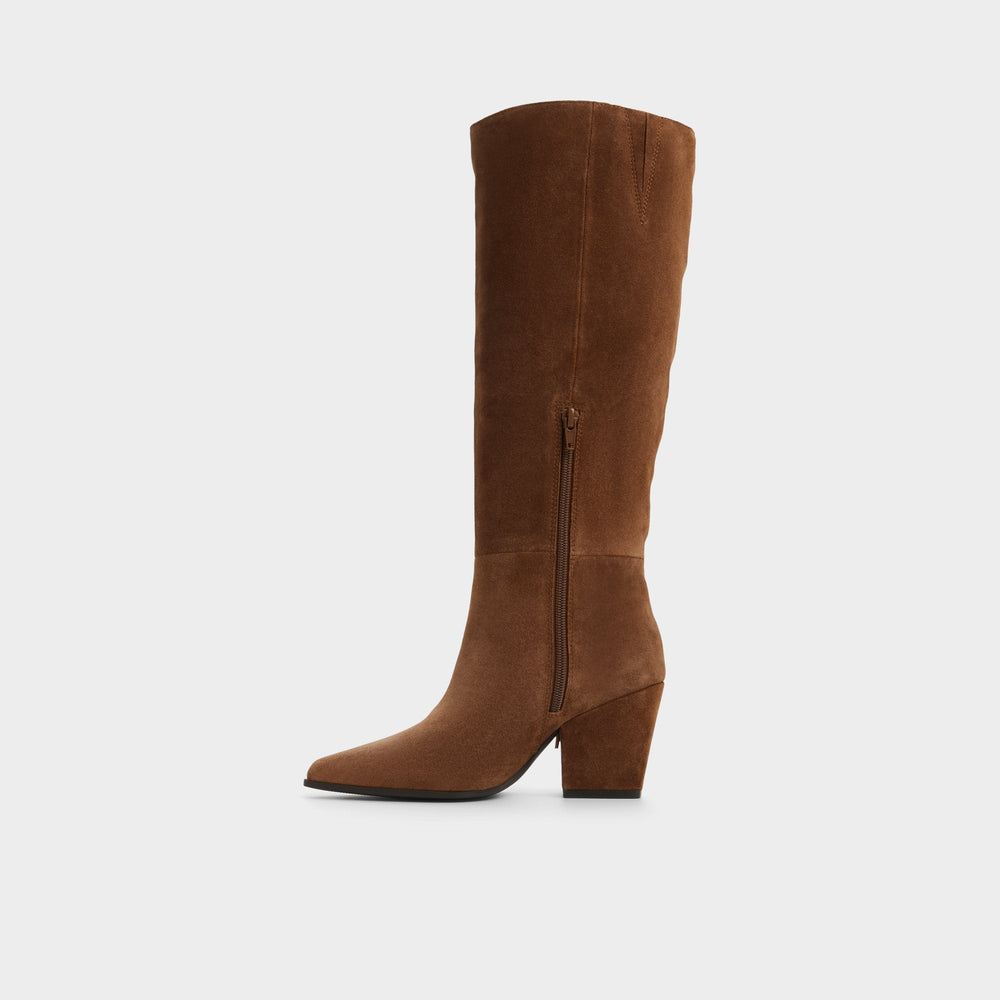 Kaelya in Dark Brown - Knee-high boot Block heel