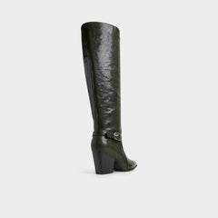 Saddle in Dark Green - Knee-high boot Block heel