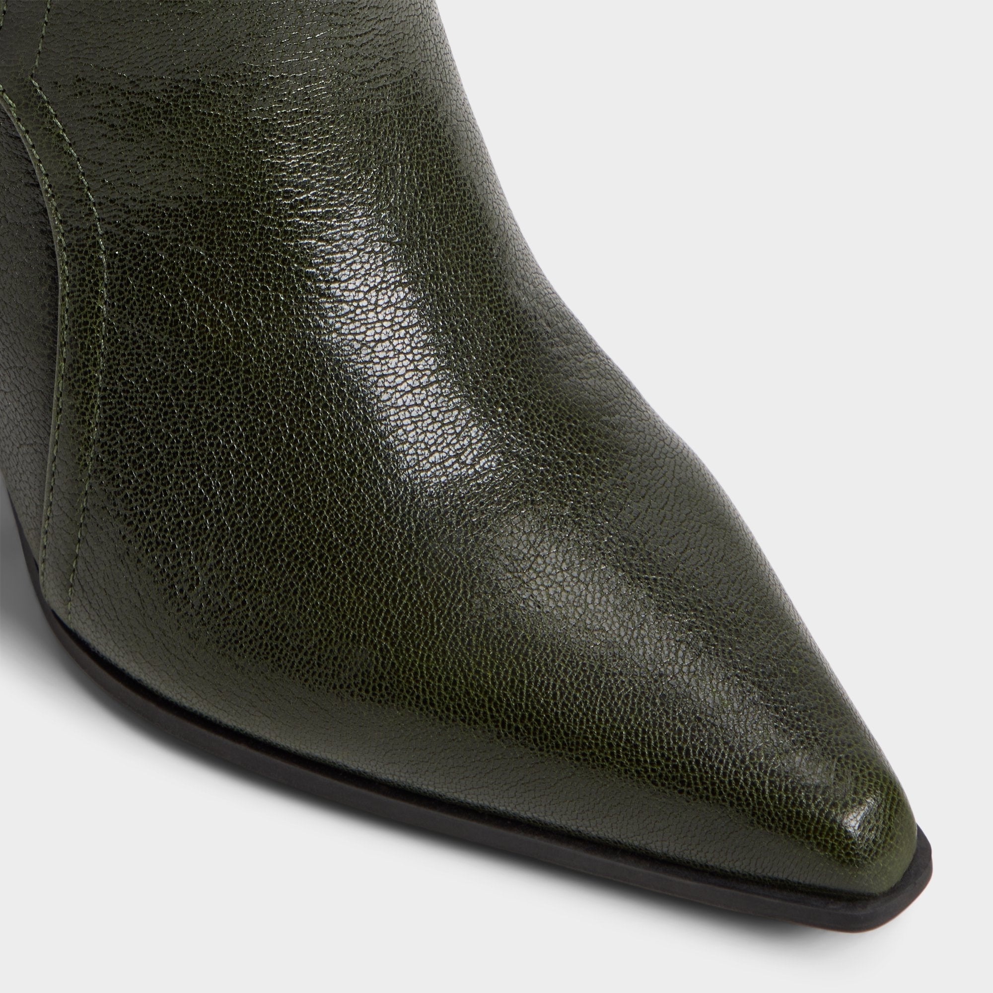 Saddle in Dark Green - Knee-high boot Block heel