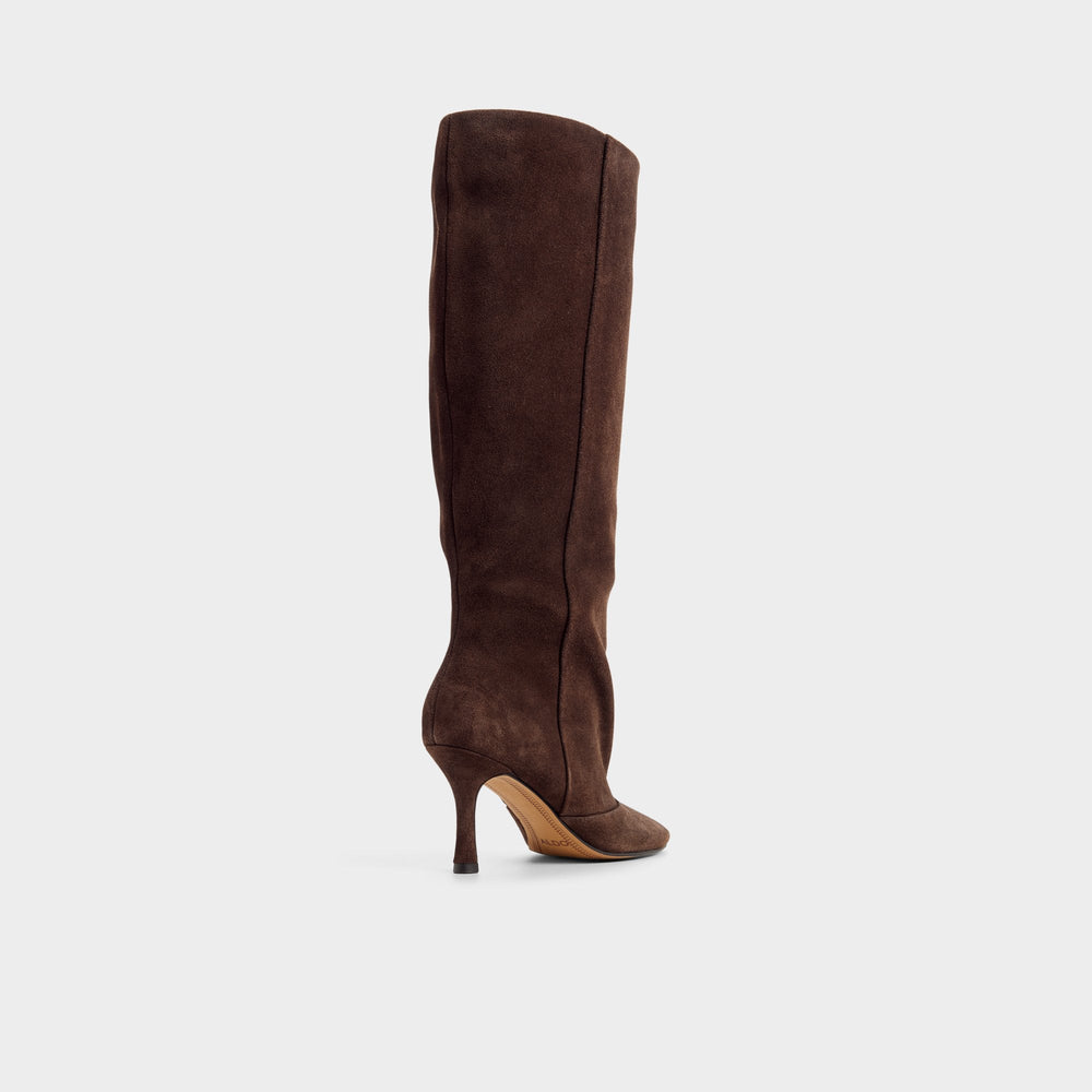 Frankey in Dark Brown - Knee-high boot Stiletto heel