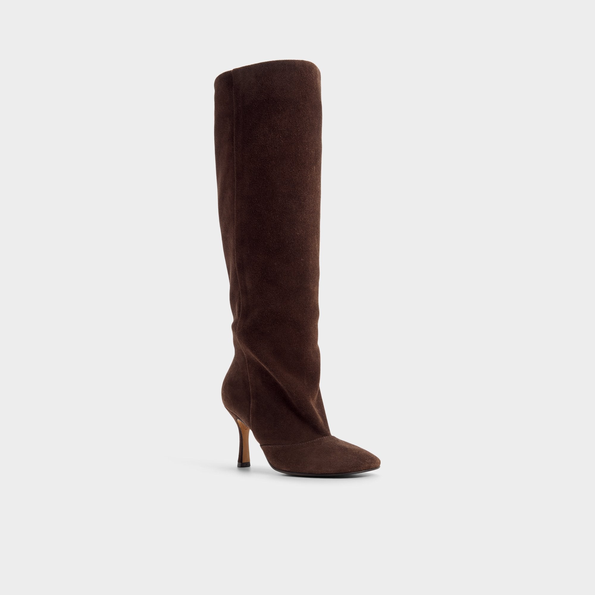 Frankey in Dark Brown - Knee-high boot Stiletto heel