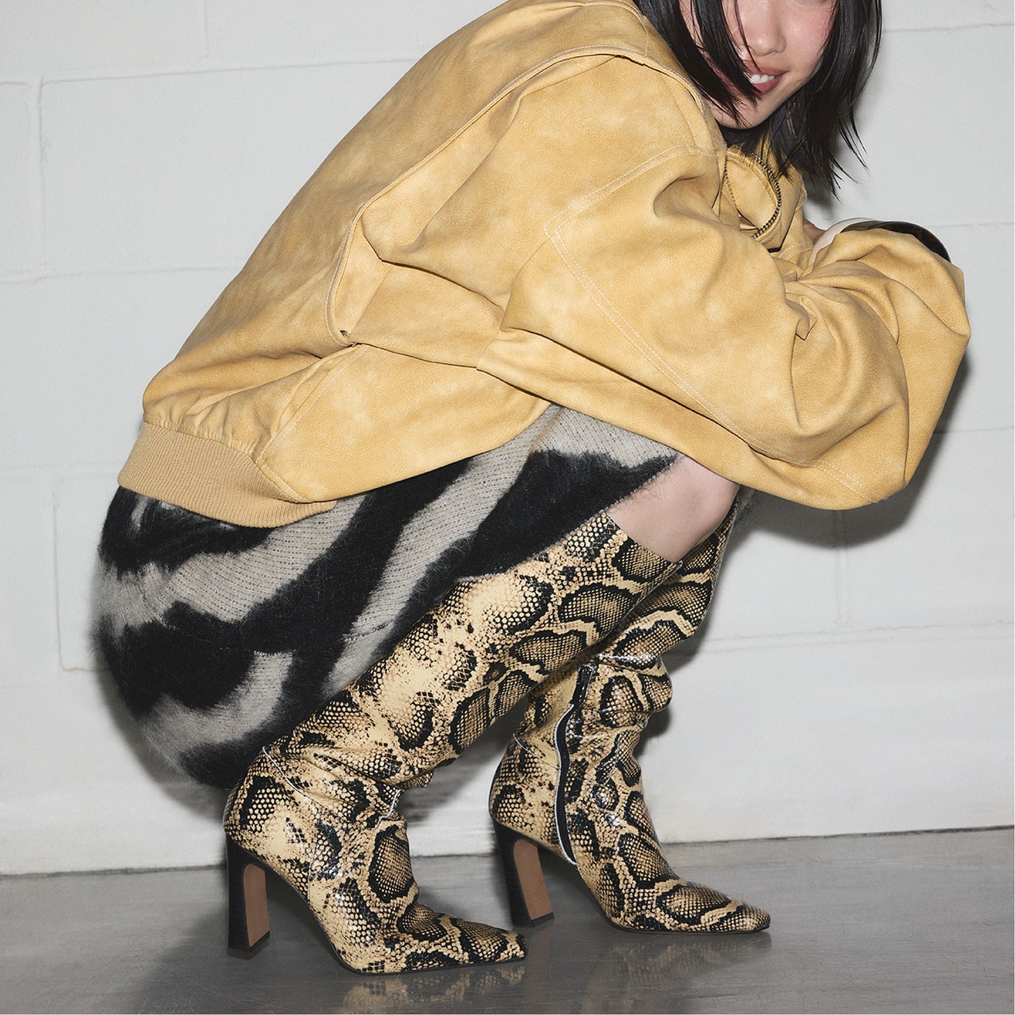 Vivienna in Brown Multi - Knee-high boot Block heel