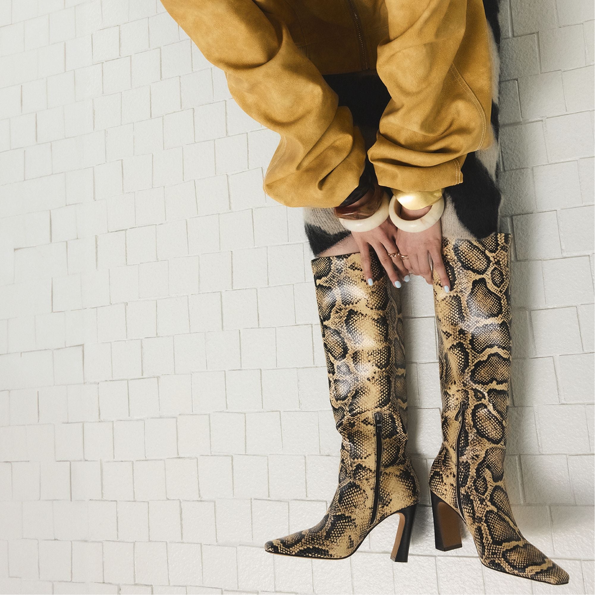 Vivienna in Brown Multi - Knee-high boot Block heel