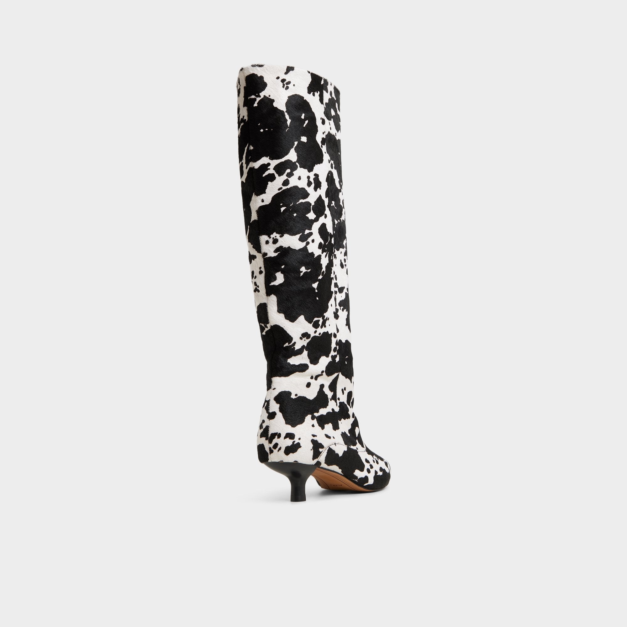 Everose in White Black - Knee-high boot Kitten heel