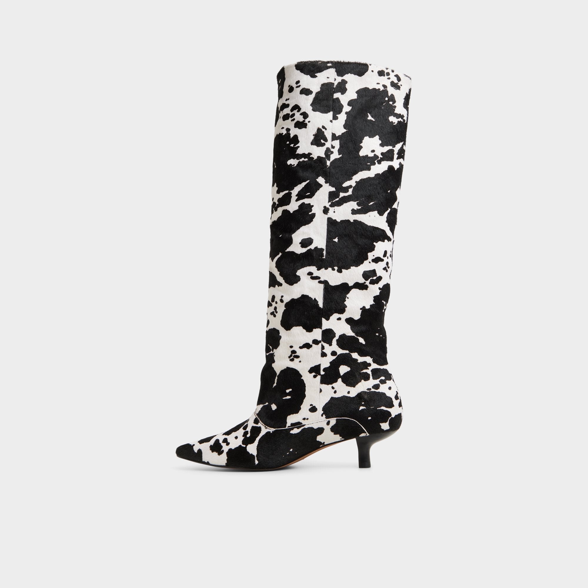 Everose in White Black - Knee-high boot Kitten heel