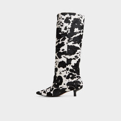 Everose in White Black - Knee-high boot Kitten heel