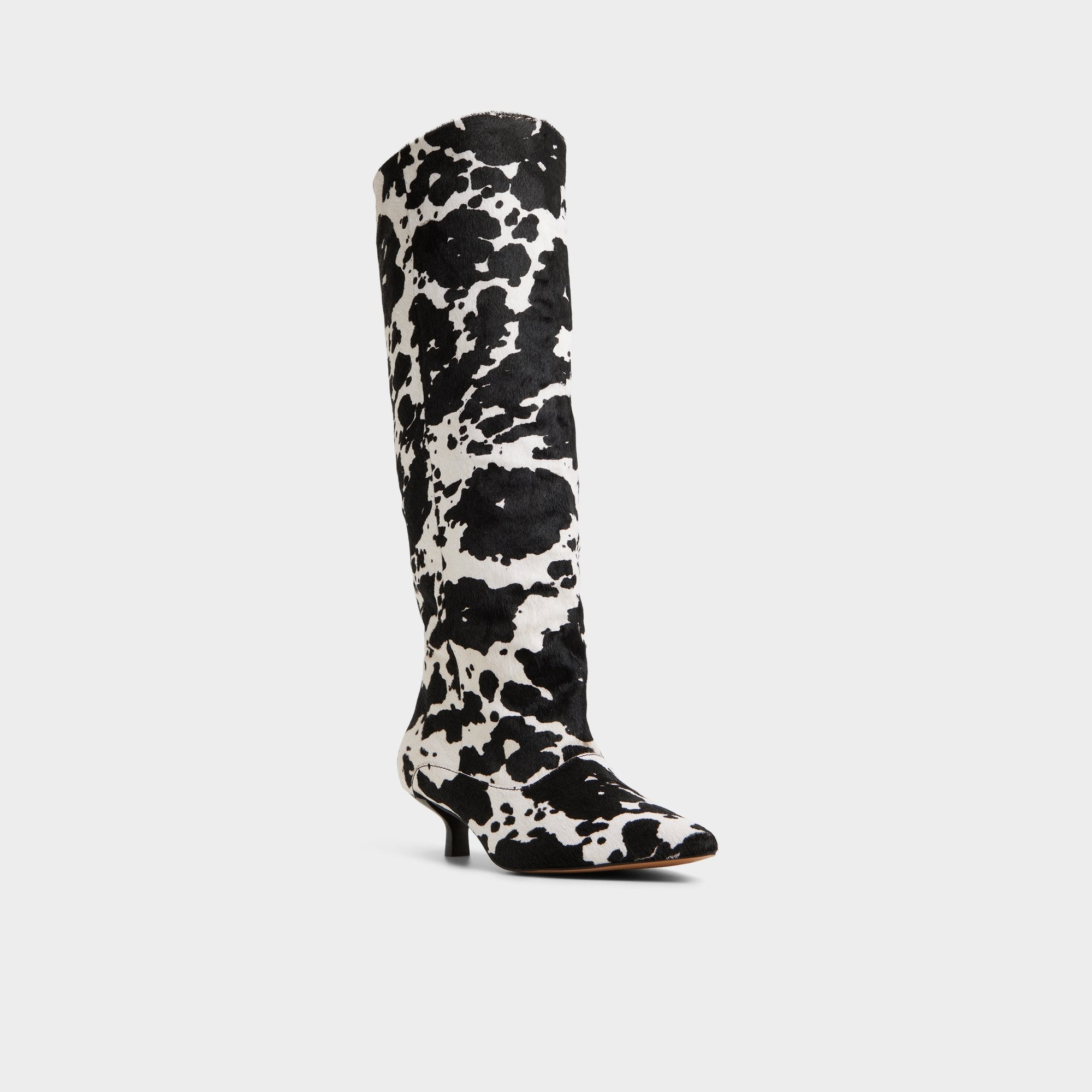Everose in White Black - Knee-high boot Kitten heel