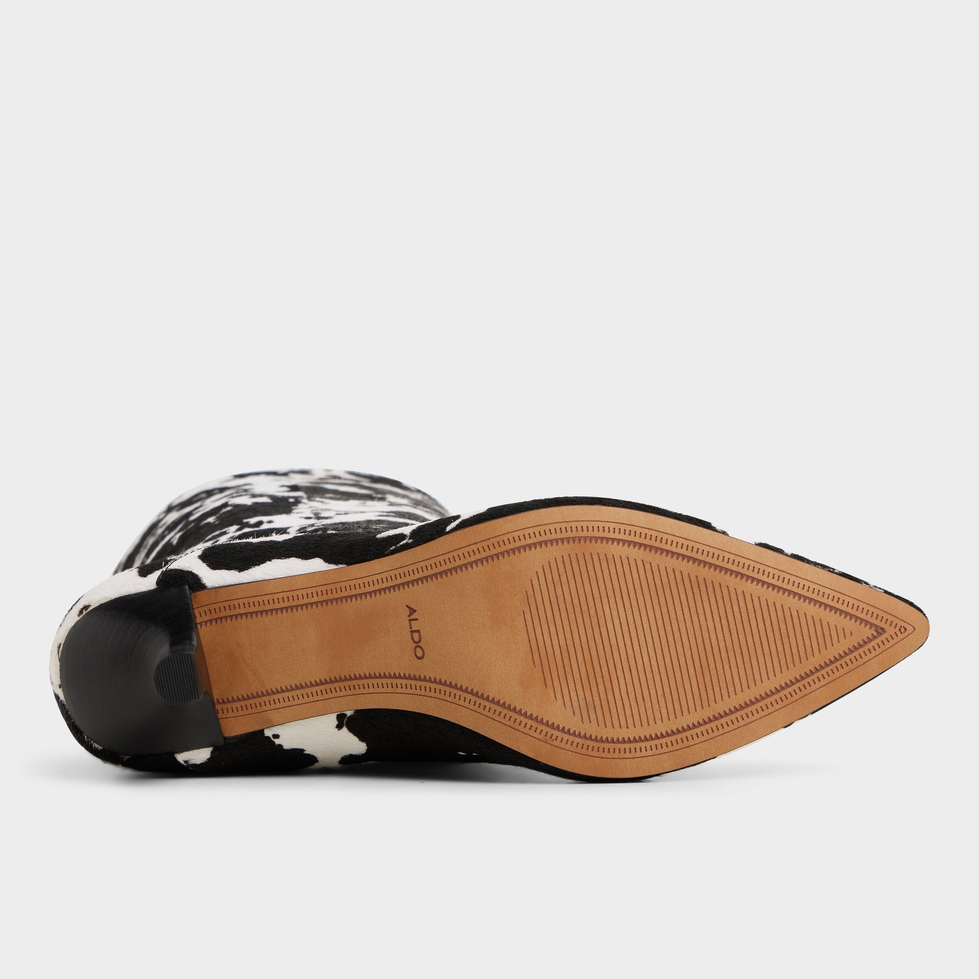 Everose in White Black - Knee-high boot Kitten heel