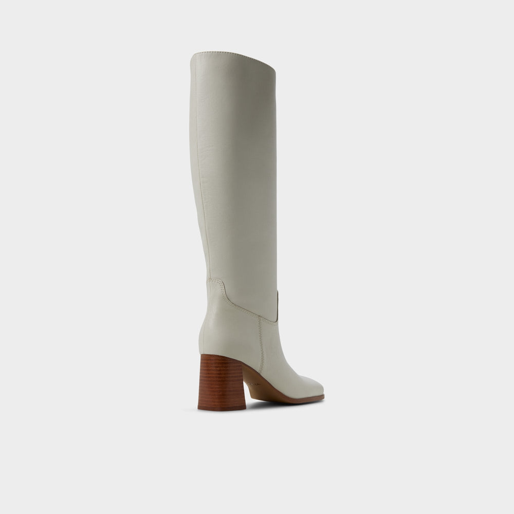 Block heel Elyze in White Bone - Knee-high boot