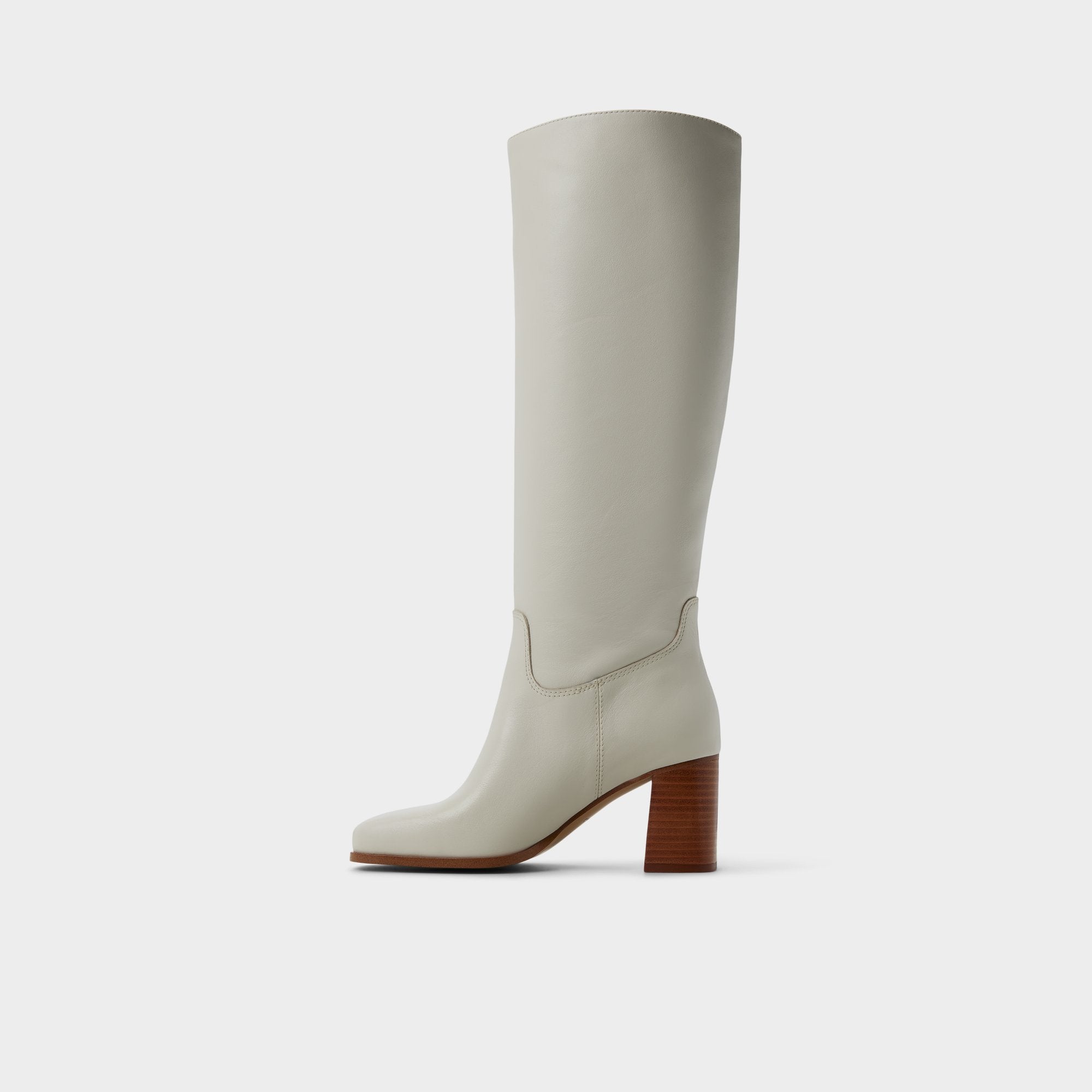 Block heel Elyze in White Bone - Knee-high boot