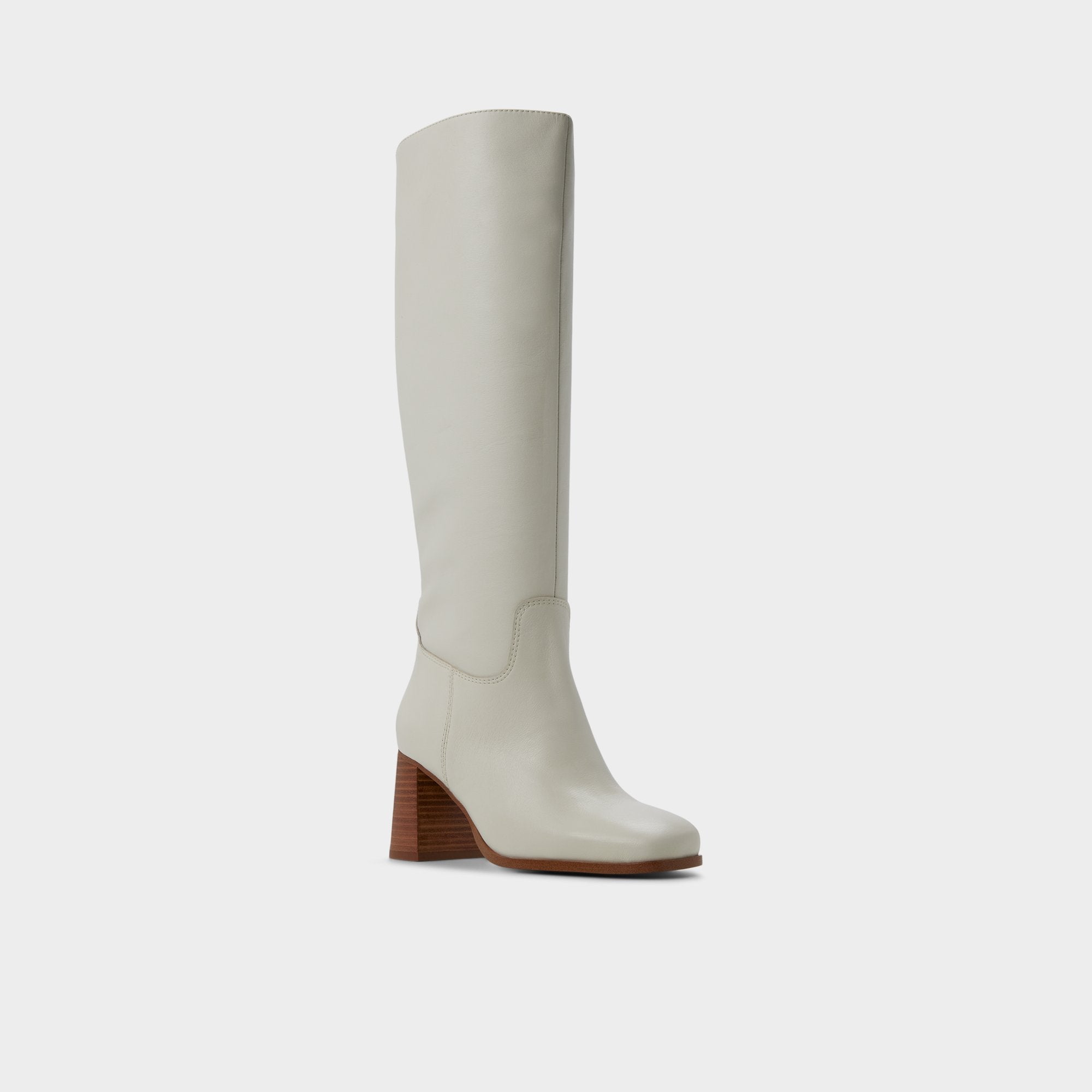 Block heel Elyze in White Bone - Knee-high boot