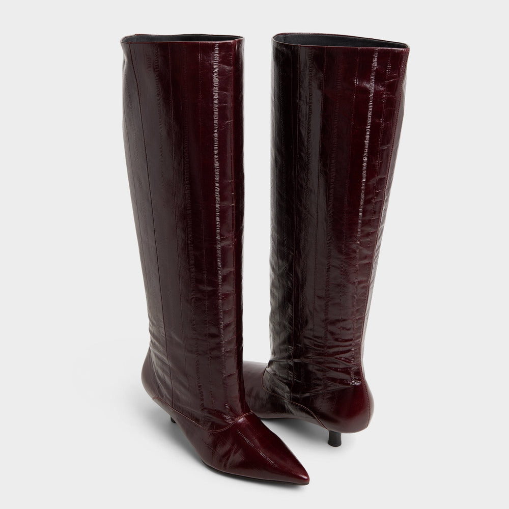 Kitten heel Everose in Bordo - Knee-high boot