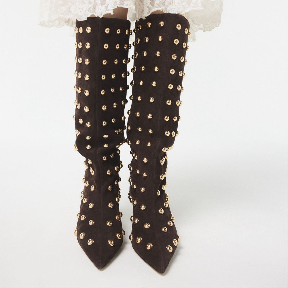 Selora in Medium Brown - Knee-high boot Stiletto heel