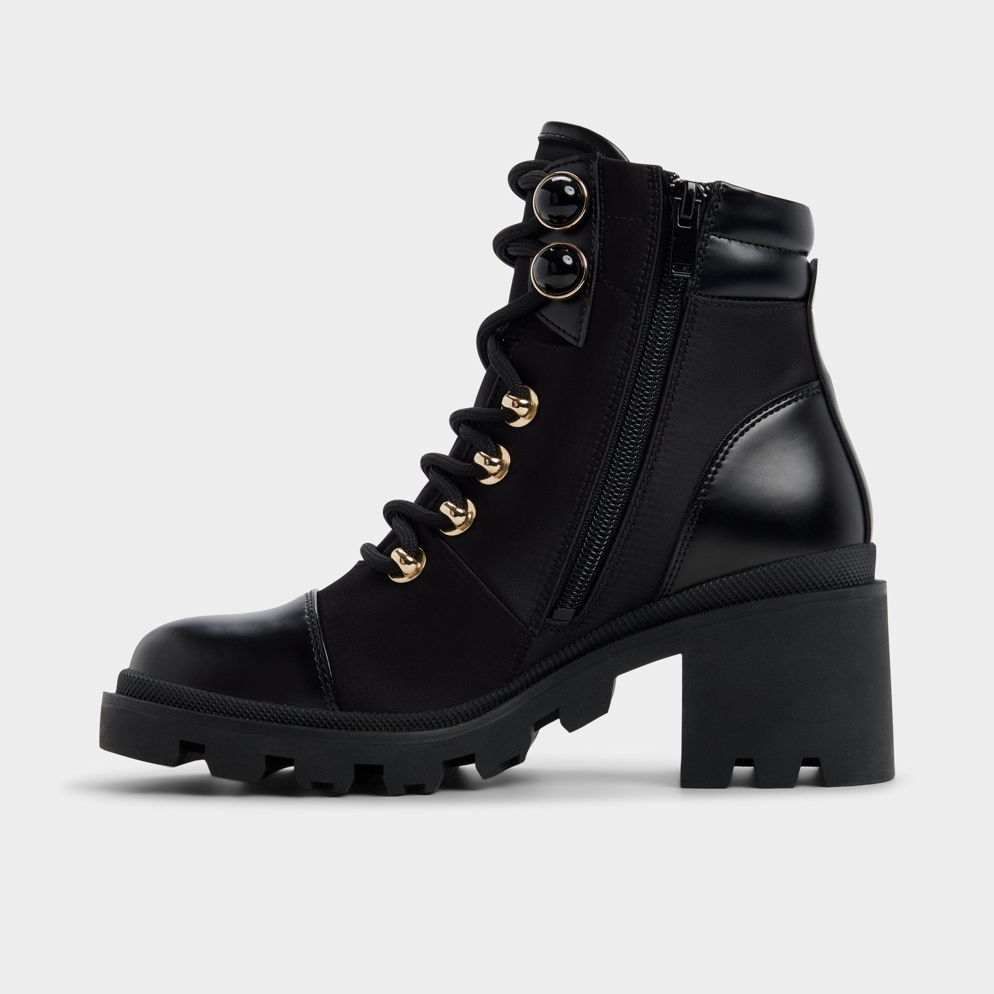 Mariettia in Black - Lace-up boot Lug sole