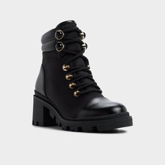 Mariettia in Black - Lace-up boot Lug sole