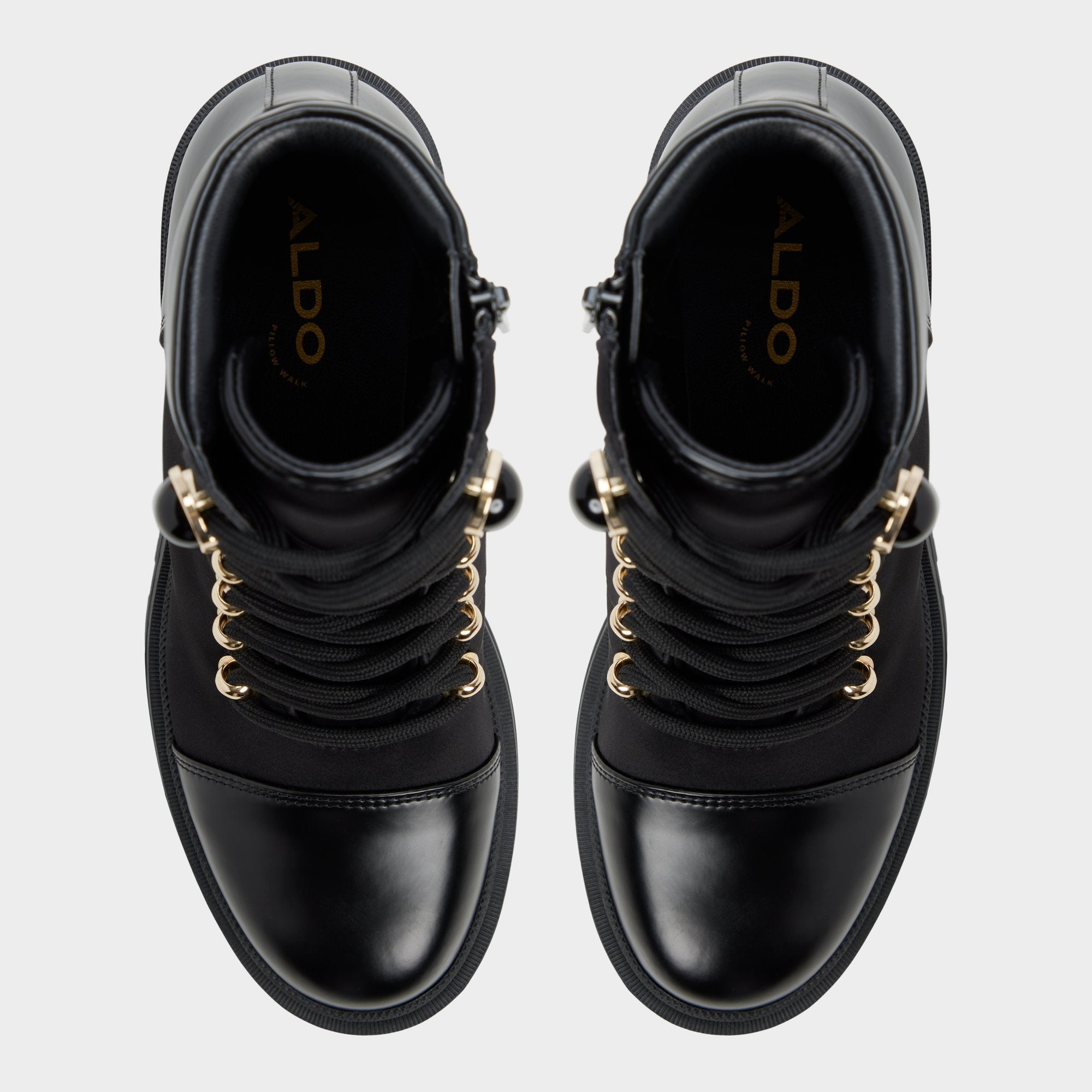 Mariettia in Black - Lace-up boot Lug sole