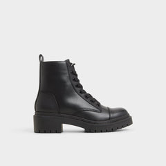 Goer Black Women's Casual boots - Combat ankle boot Lug sole