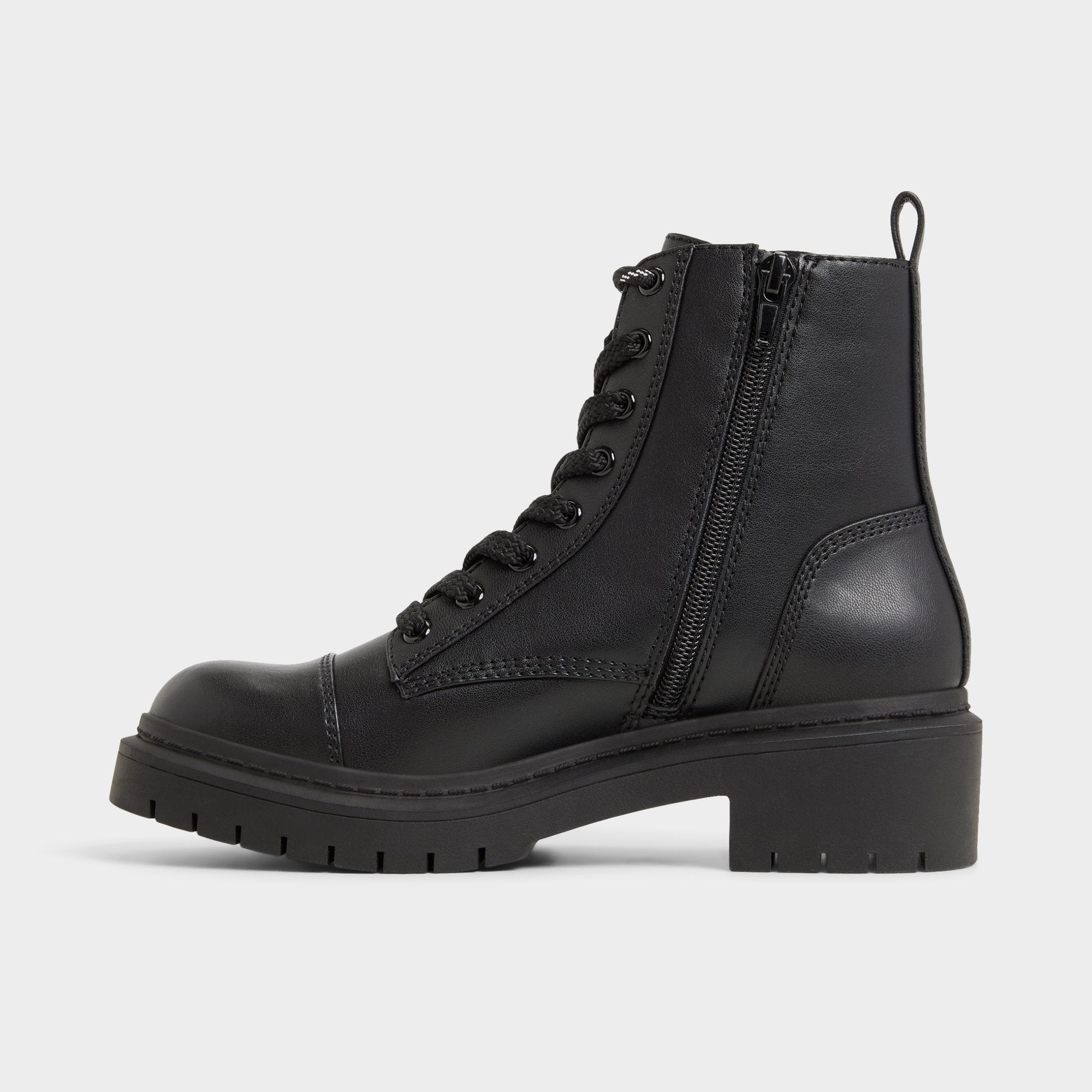Goer Black Women's Casual boots - Combat ankle boot Lug sole