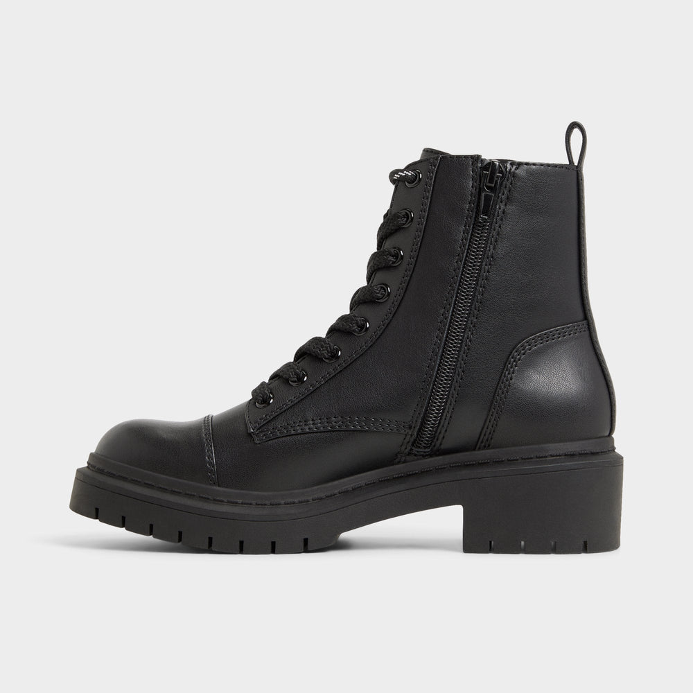 Goer Black Women's Casual boots - Combat ankle boot Lug sole