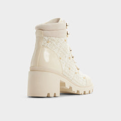Mariettia in Other White - Lace-up boot Lug sole
