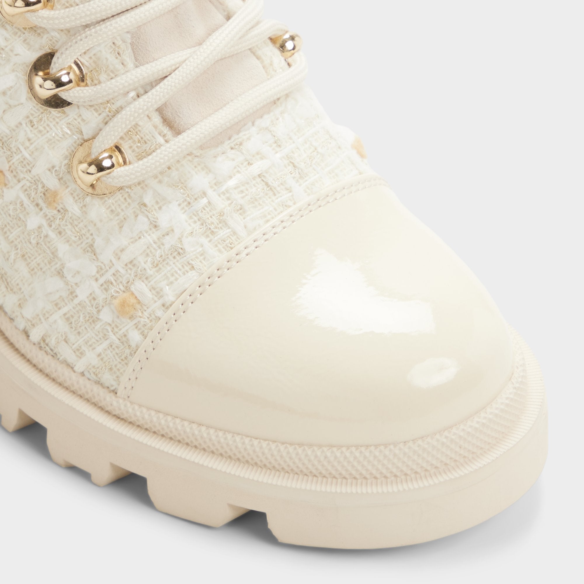 Mariettia in Other White - Lace-up boot Lug sole