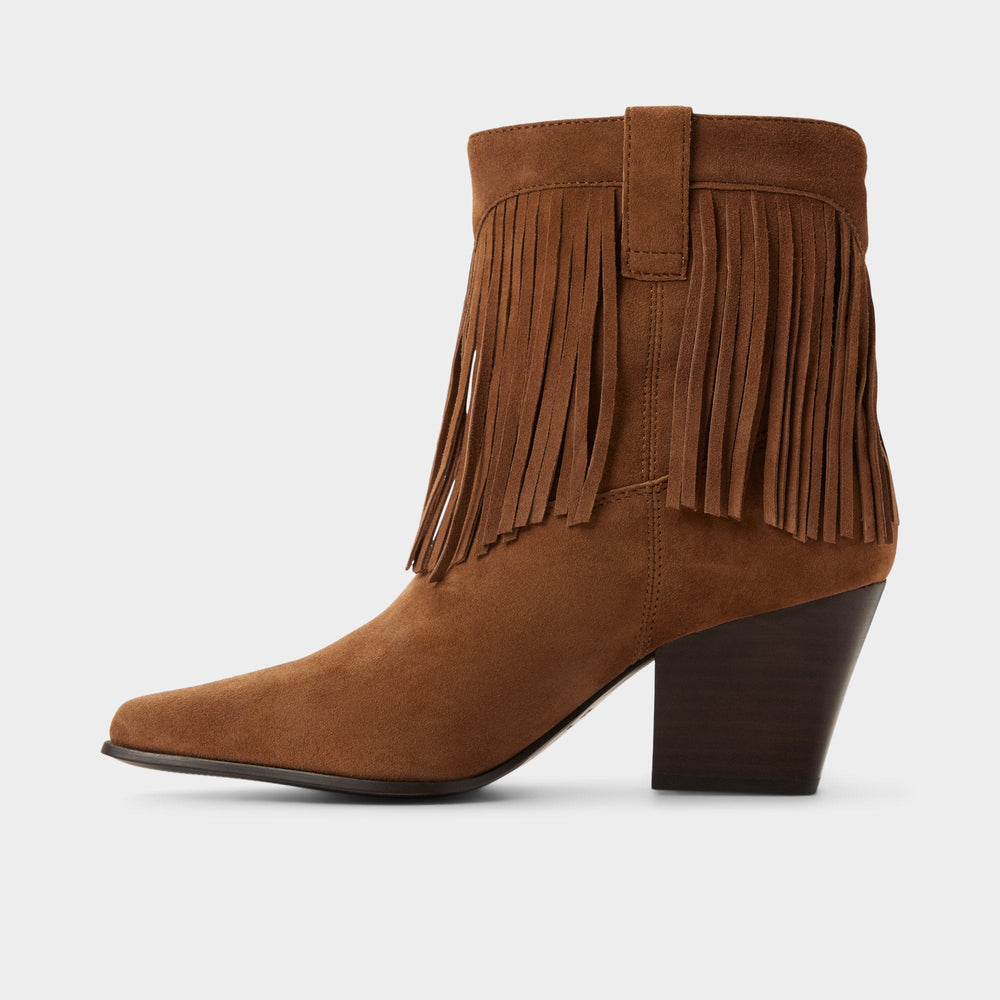 Jollene in Dark Brown - Western boot Block heel