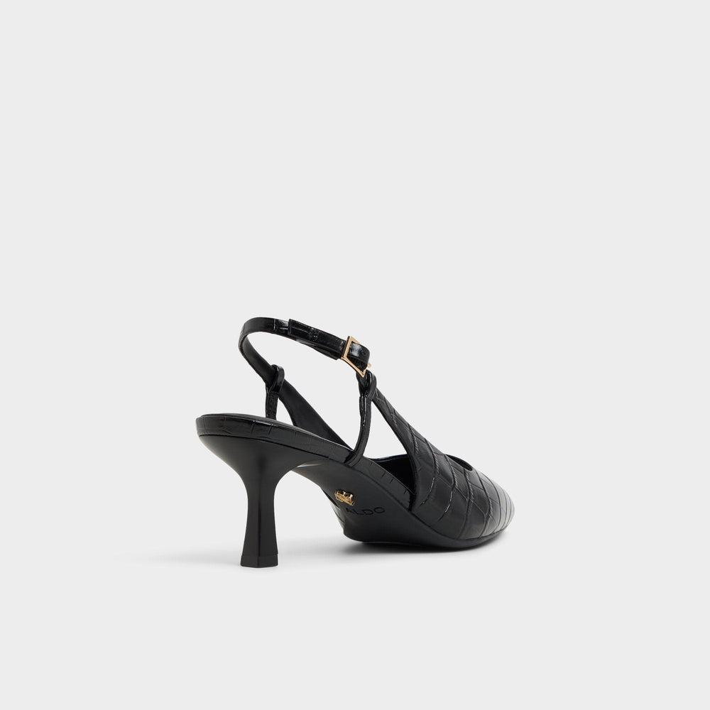 Adan in Black - Slingback heel Kitten heel