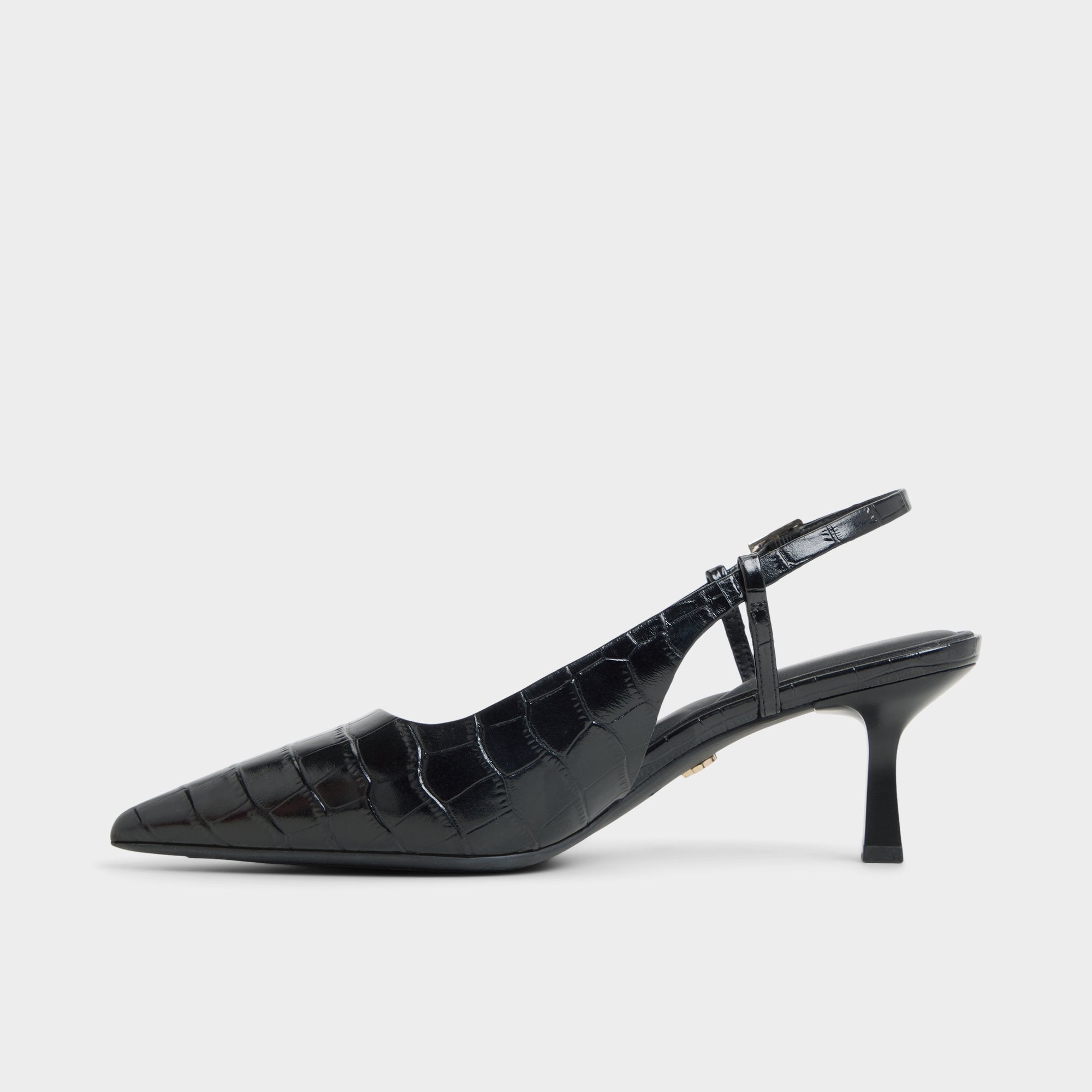 Adan in Black - Slingback heel Kitten heel