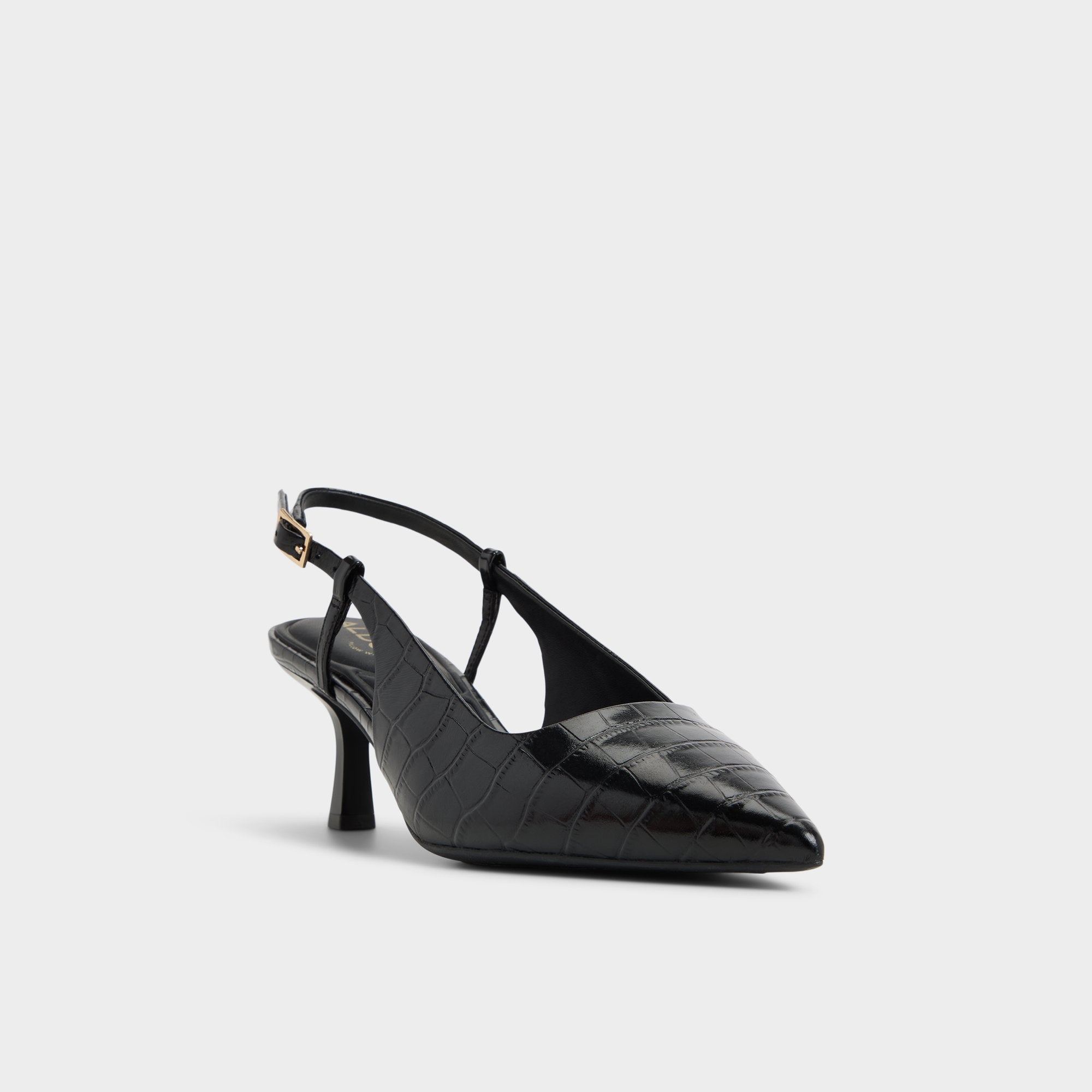 Adan in Black - Slingback heel Kitten heel