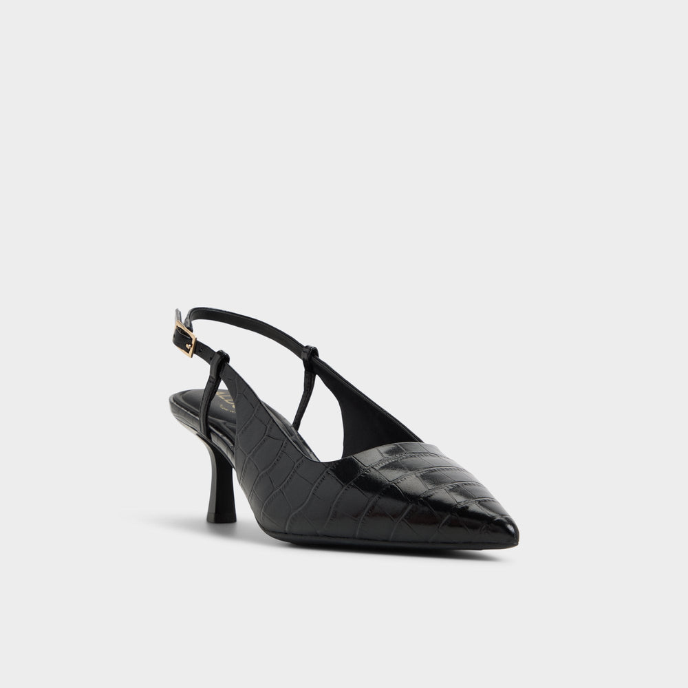 Adan in Black - Slingback heel Kitten heel