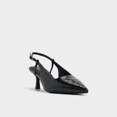 Adan in Black - Slingback heel Kitten heel