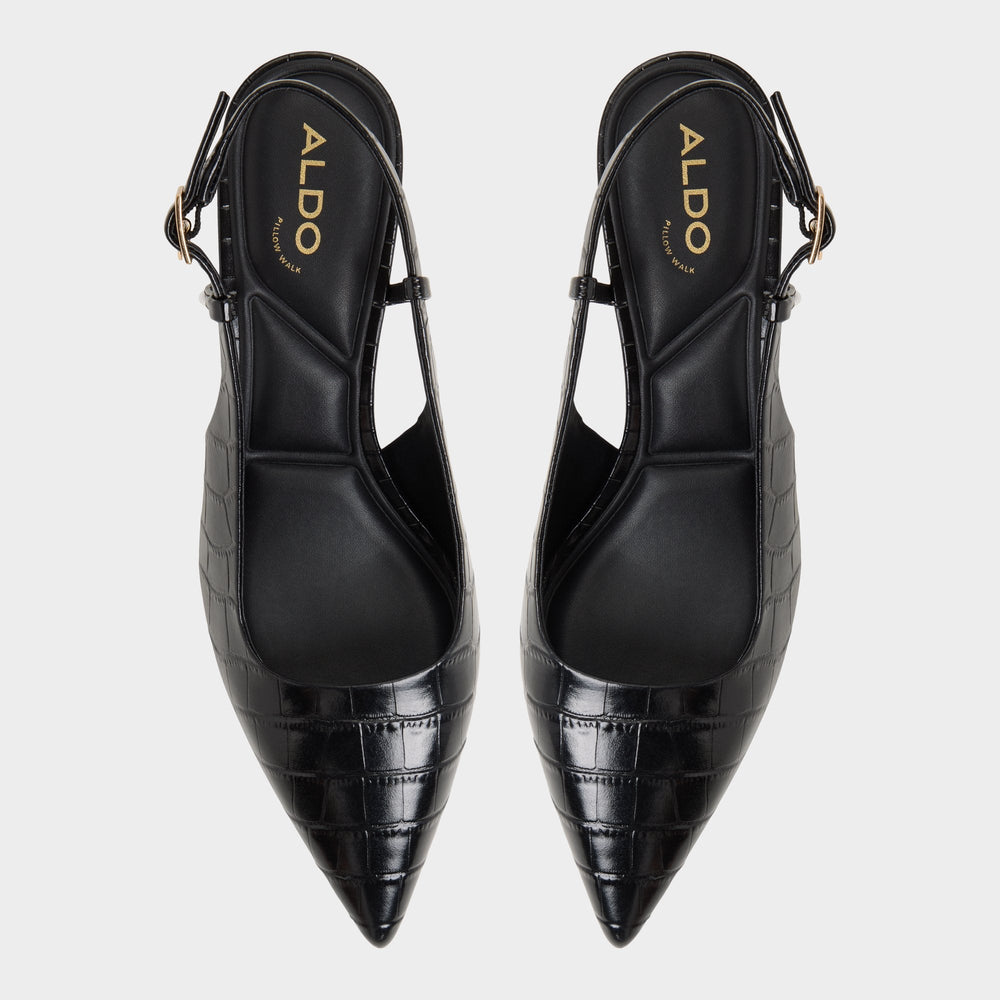 Adan in Black - Slingback heel Kitten heel