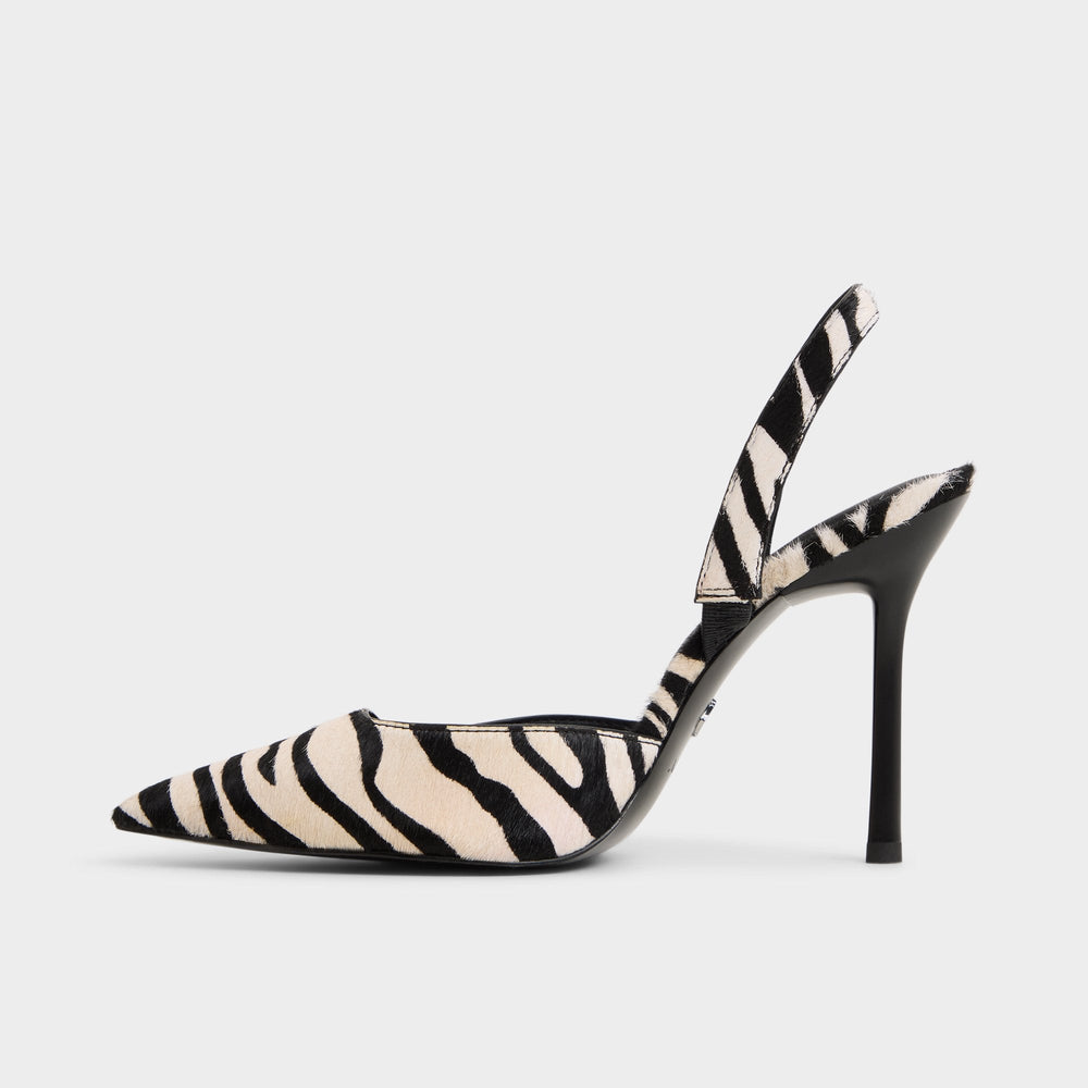Berolden White/Black Women's Animal Prints - Slingback heel