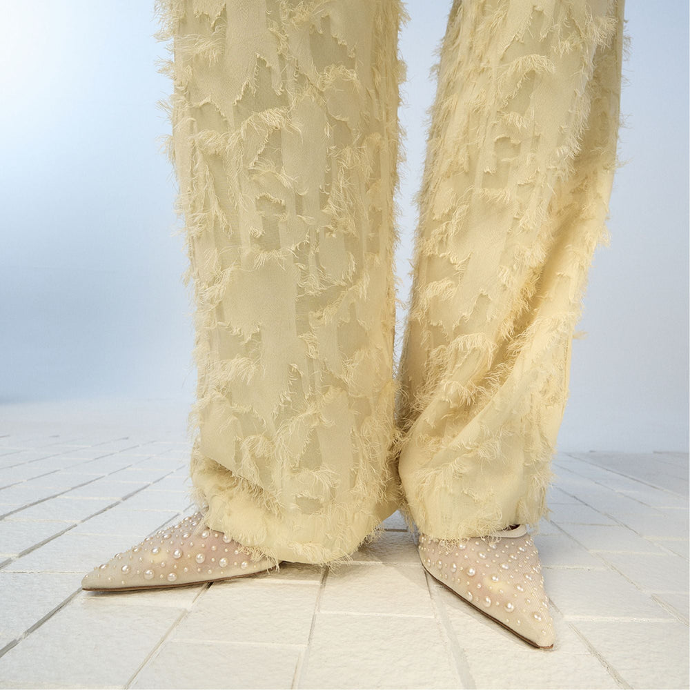 Pearlescent Other White Textile Mesh Women's Slingbacks - Slingback heel