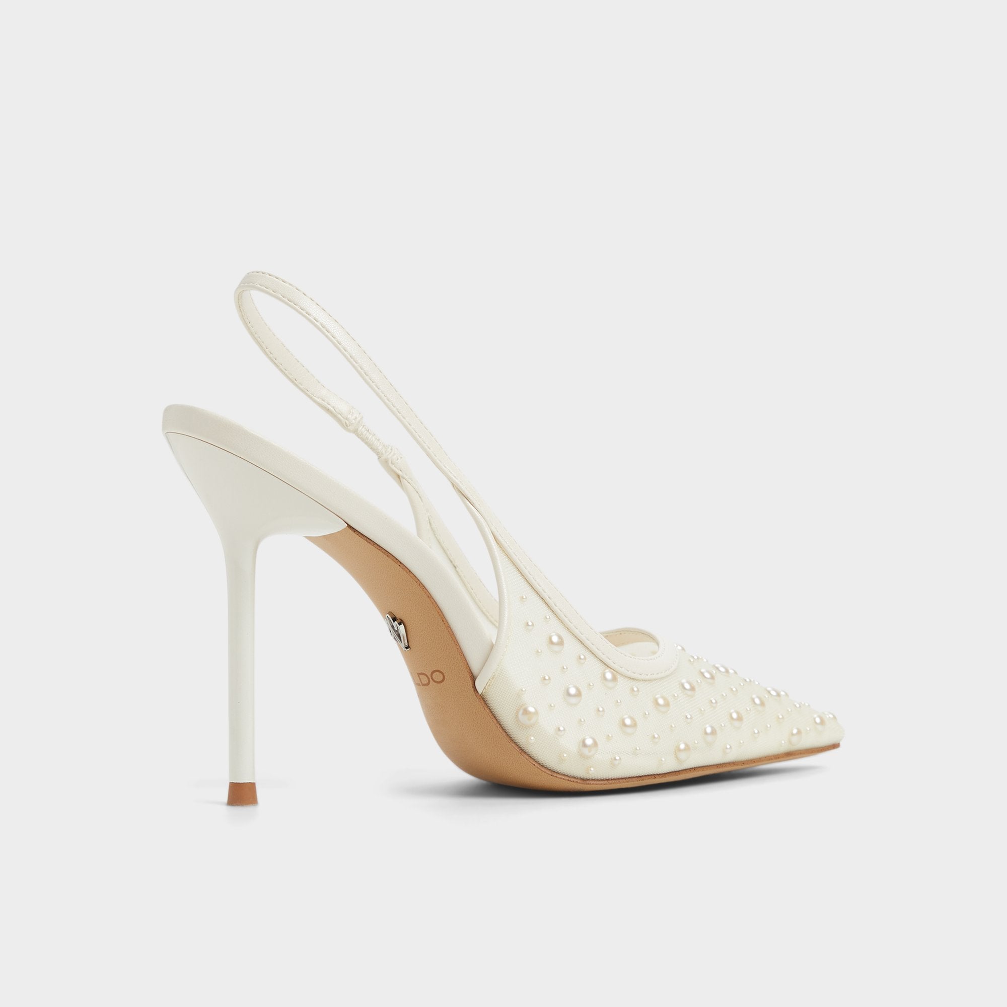 Pearlescent Other White Textile Mesh Women's Slingbacks - Slingback heel