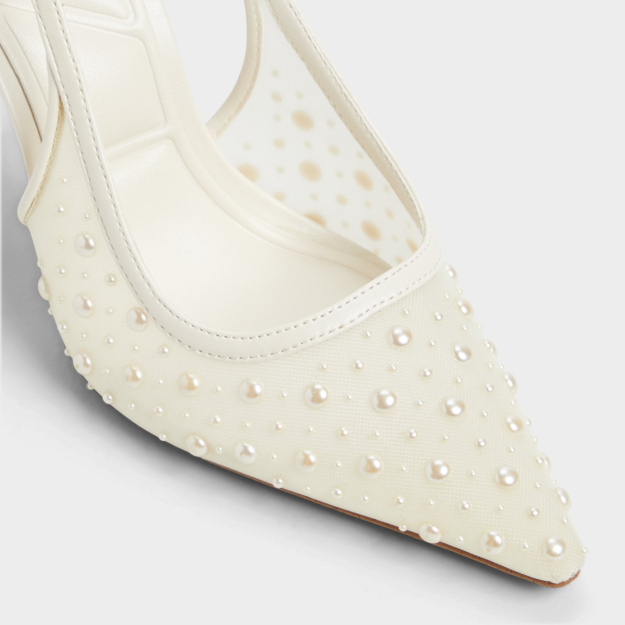 Pearlescent Other White Textile Mesh Women's Slingbacks - Slingback heel