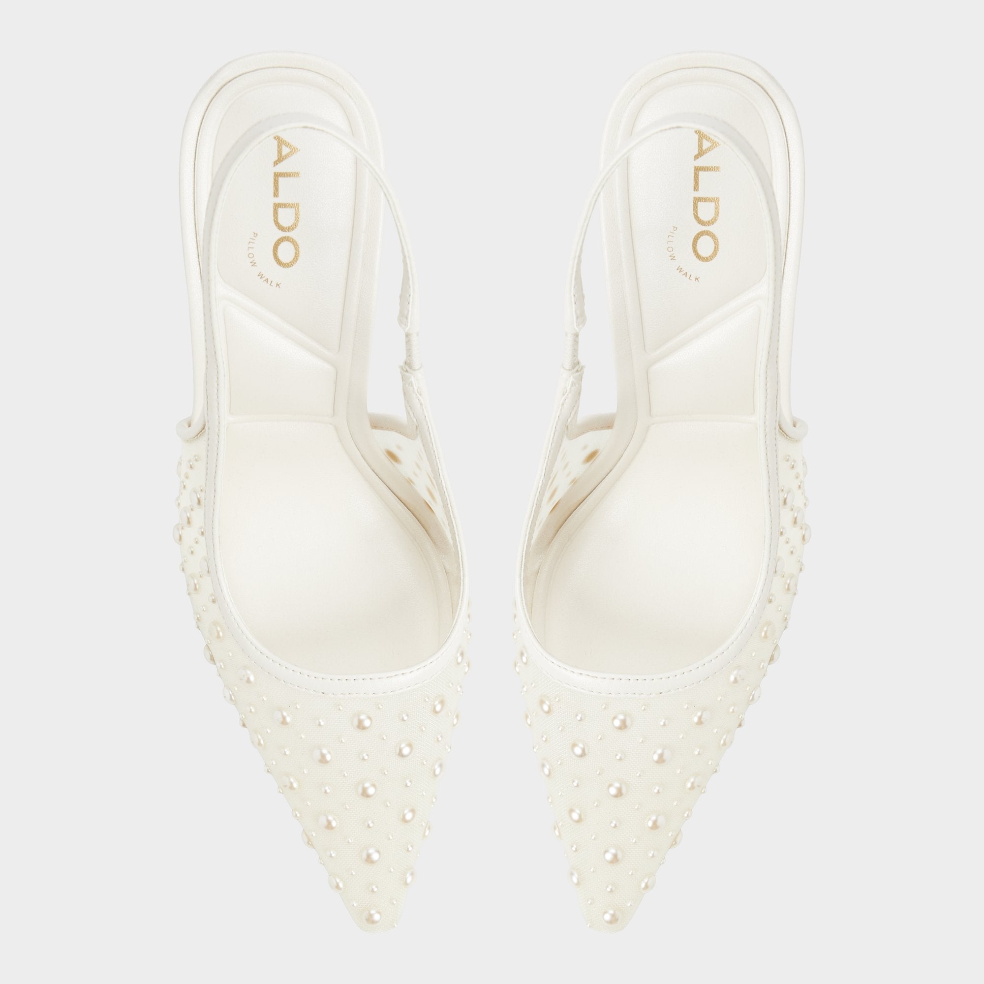 Pearlescent Other White Textile Mesh Women's Slingbacks - Slingback heel